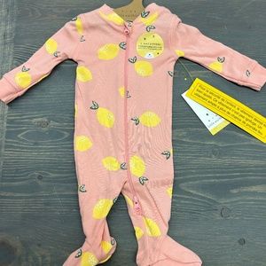 NEW rise little earthlings pink & yellow lemon zip up sleeper